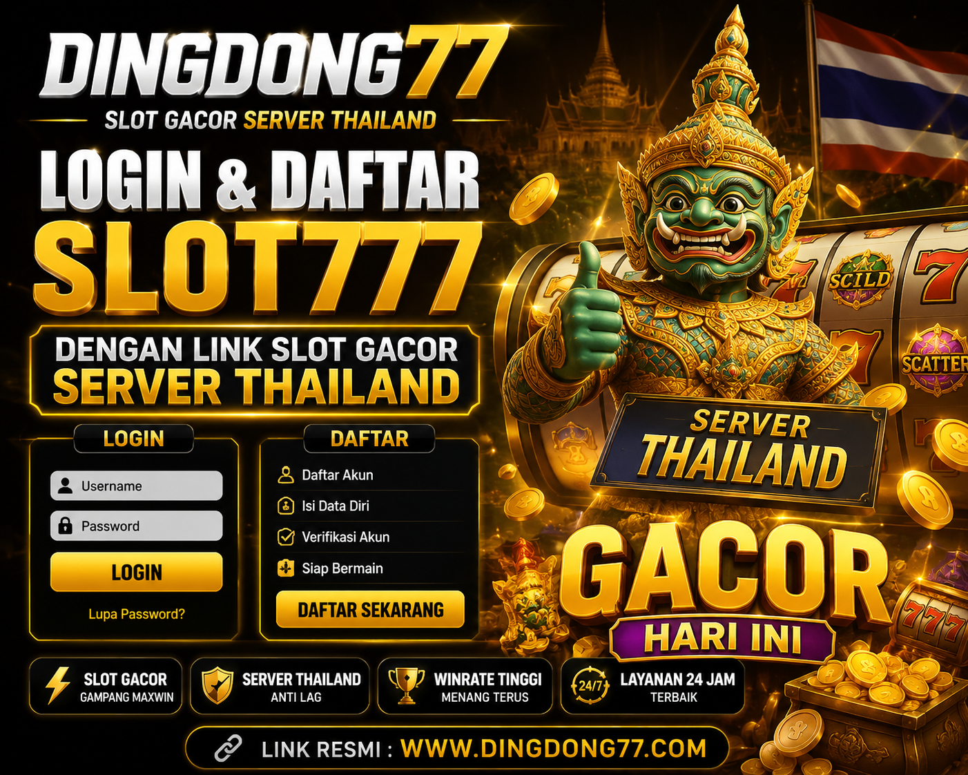 DINGDONG77 | Login & Daftar Slot777 Dengan Link Slot Gacor Server Thailand